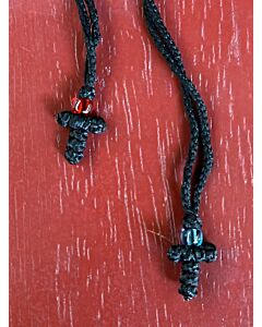 Woven Cross Necklace 3 (extra small w/ red or blue bead)