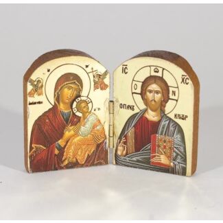 Diptych Icon Gold Foil on Wood, 2-3/4 X 1-3/4 Open