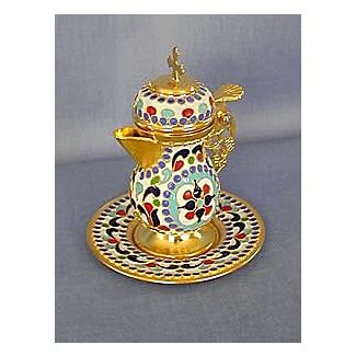 Gold-plated zeon and tray with enamel