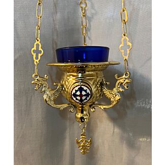 Gold Plated Enameled Vigil Lamp