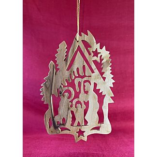 "Carved" Manger Scene Ornament