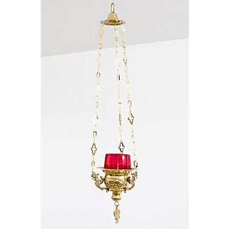 Small lacquered brass vigil lamp