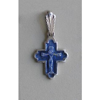 Sterling silver Crucifix w/enamel (12 x 15mm)