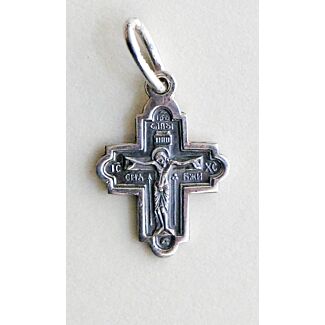 Sterling silver Crucifix & Theotokos (12 x 14mm)