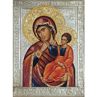 “Consolation” Icon of the Mother of God with riza