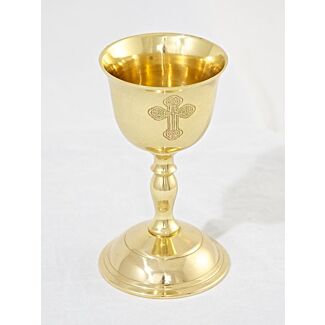 Lacquered brass wedding chalice with engraved Cross
