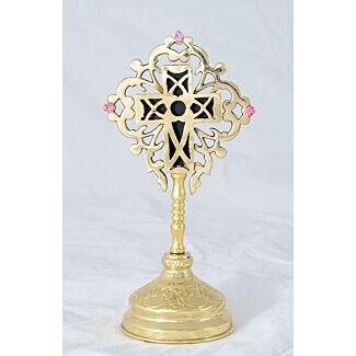 Jeweled lacquered brass blessing Cross
