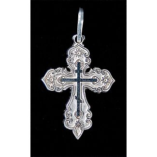 Sterling silver neck Cross with floral design