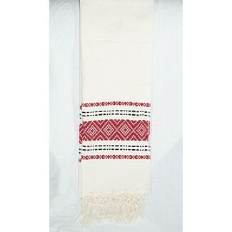 Light beige Icon scarf with red and black accents
