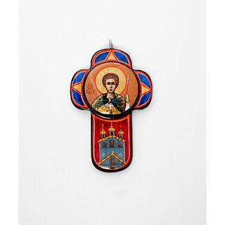 “Saint George” Hand-Painted and Lacquered Cross Pendant