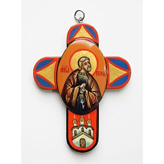 “Holy Apostle Peter” Hand-Painted and Lacquered Cross Pendant
