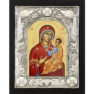 Icon of the Mother of God with Sterling Silver Riza Border