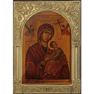 Large brass-framed Icon of the Theotokos