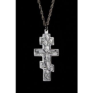 Sterling silver 3-bar pectoral Cross with chain