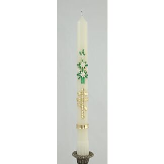 Paschal tribar candle, raised wax (10")