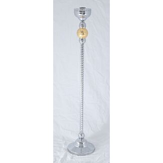 Embossed chrome- and gold-plated processional torch with detachable base