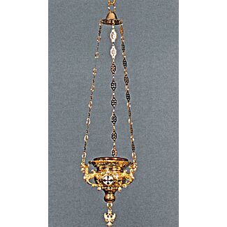 Gold-plated vigil lamp with enamel