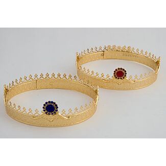 Gold-plated wedding crowns with glass stone roundels