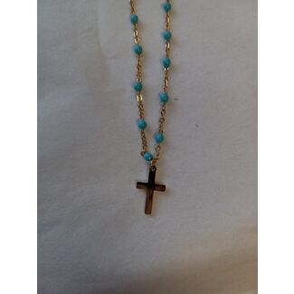 Neck Cross w/Teal Accent Chain