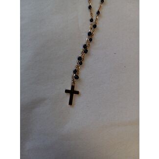 Neck Cross w/Black Accent Chain