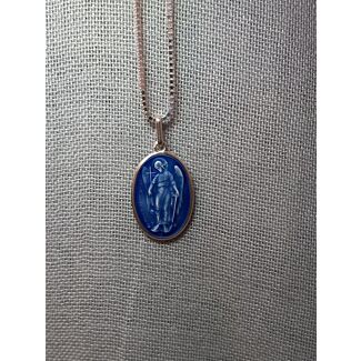 Sterling Silver and Enamel Pendant of Guardian Angel