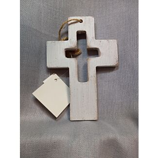 Distressed White Wood Wall Cross