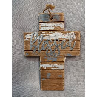 Blessed Distressed Wood Wall Cross