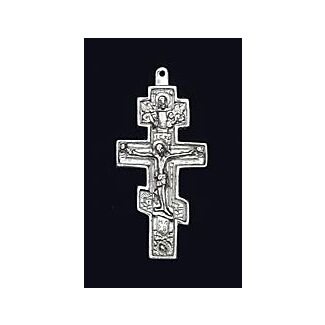 Bronze silver-plated three-bar pectoral Cross