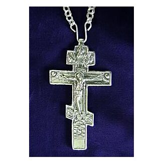 Sterling silver three-barred Russian pectoral Cross