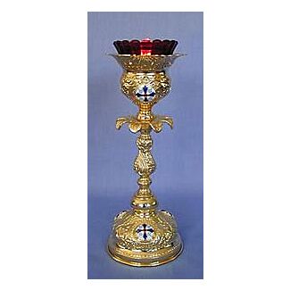 Gold-plated and enamelled Holy Table lamp