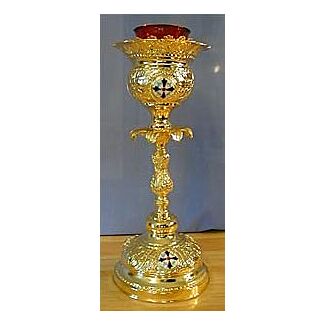 Gold-plated and enamelled Holy Table lamp