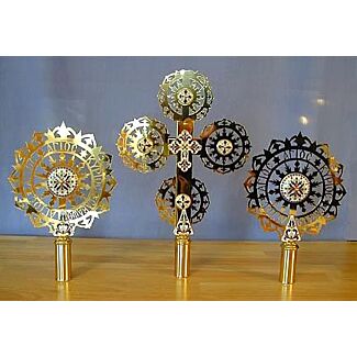 Small Gold-Plated and Enamelled Processional Cross and Fans