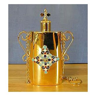 Gold-plated myrrh container with enamel