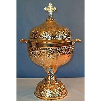 Gold-plated holy water font