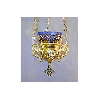 Gold-plated vigil lamp with grape design