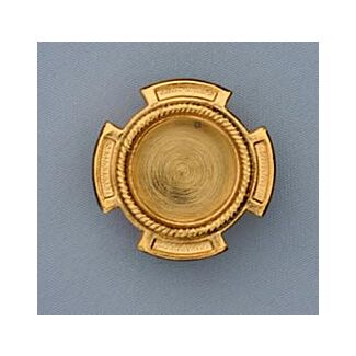 Small round gold-plated notched reliquary
