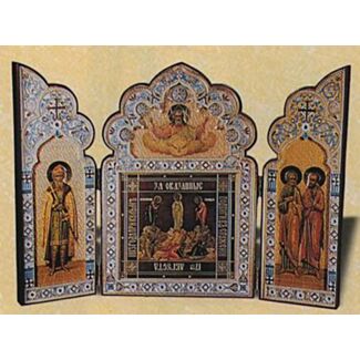 Enameled Russian Triptych 10 X 13-1/2"