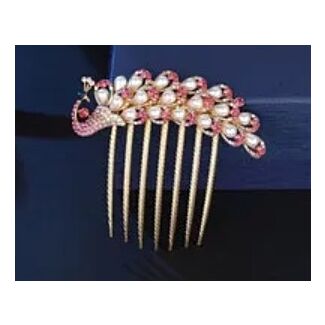 Peacock Hair Comb - Large