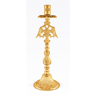 Pair of Gold-Plated Holy Table Candle Sticks w/Double Headed Eagle