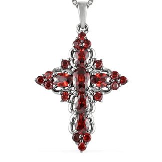 Red Rhinestone Cross, Stainless Steel