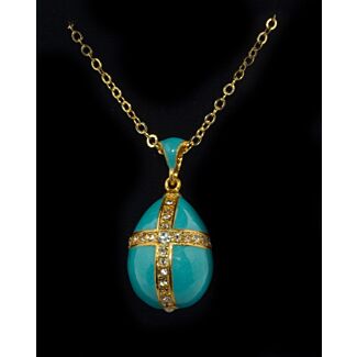 Turquoise Crystal Cross Royal Egg Pendant