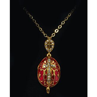 Triptych Pysanky Egg Pendant (red)