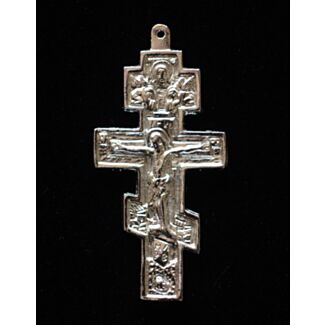 Bronze silver-plated three-bar pectoral Cross