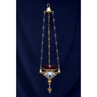 Gold-plated and enamelled vigil lamp