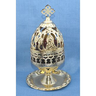 Gold-plated standing vigil lamp with cover