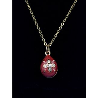 Burgundy Crystal Cross Egg Pendant