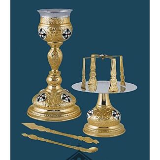 Gold-plated and enameled Chalice set with stainless steel cup (size #2)