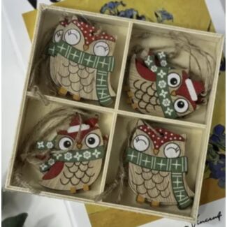 Christmas Wooden Owl Ornaments