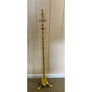 Single Candle Stand, Brass w/cross and one censer hook