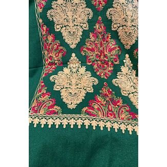 Dark Green and Gold Embroidered Scarf